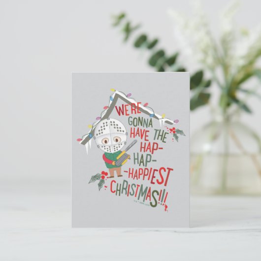 We zullen de Hap-Hap-Gelukkigste Kerst hebben Feestdagenkaart (Staand voorkant)