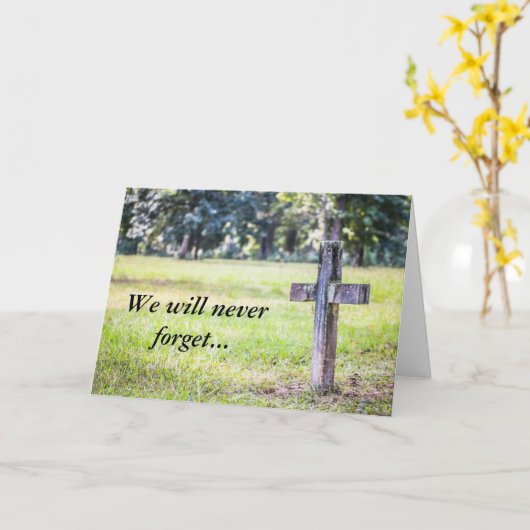 We zullen de Memorial Sympathy Card nooit vergeten Kaart (Gele Bloem)