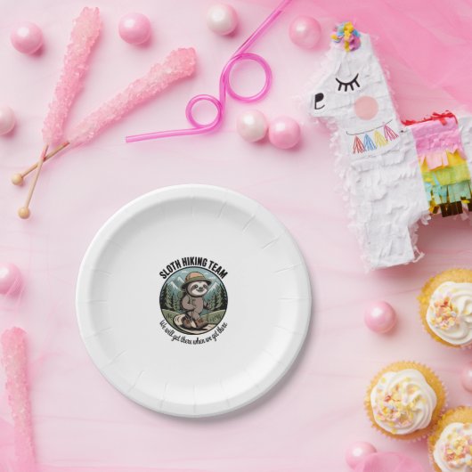 We zullen er uiteindelijk luiaard wandelaar papieren bordje (Feest)