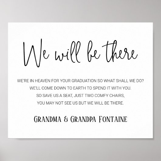 We zullen er zijn Memorial Seats Names Afstuderen Poster (Voorkant)