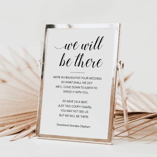 We zullen er zijn met een herdenkingsstoel met een poster