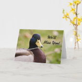 We zullen je missen Duck Kaart (Gele Bloem)