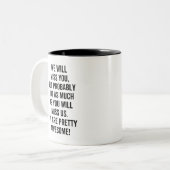 We zullen je missen, maar waarschijnlijk niet zo v tweekleurige koffiemok (Voorkant links)