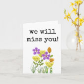 We zullen je missen, tot ziens, veel geluk, colleg kaart (Gele Bloem)