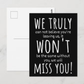 we zullen je niet missen briefkaart (Voorkant / Achterkant)