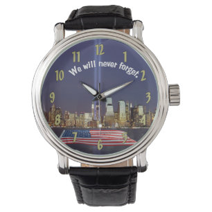 We zullen nooit 9-11 eerbetoon vergeten horloge