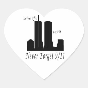 We zullen nooit 9/11 vergeten hart sticker