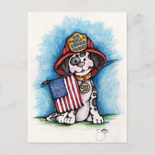We zullen nooit de 11de brandweerman Dalmatian ver Briefkaart (Voorkant)