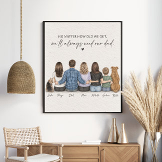 We zullen onze papa altijd nodig hebben Gezinsport Poster