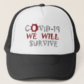 We zullen overleven met COVID-19 Corona Virus Pand Trucker Pet (Voorkant)