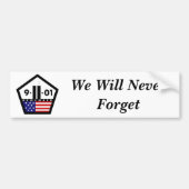 We zullen Symbool 9-11 nooit vergeten Bumpersticker (Voorkant)