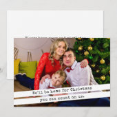 We zullen thuis zijn voor de eenvoudige kerstschri feestdagenkaart (Voorkant / Achterkant)