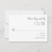 "We zullen u een stoel besparen" Minimalistische R RSVP Kaartje (Achterkant)