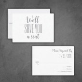 "We zullen u een stoel besparen" Minimalistische R RSVP Kaartje