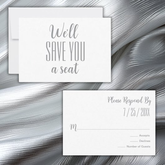 "We zullen u een stoel besparen" Minimalistische R RSVP Kaartje
