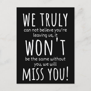 We zullen u missenU Briefkaart