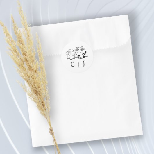 We zullen zeggen dat ik moo Koe thema bruiloft Ronde Sticker