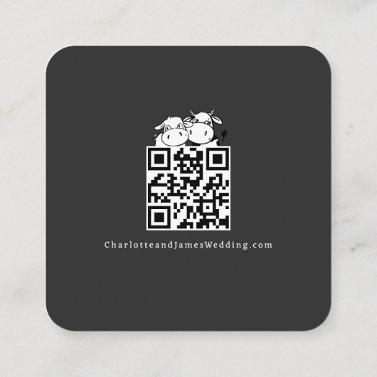 We zullen zeggen ik moo Koe bruiloft QR code Informatiekaartje (Achterkant)