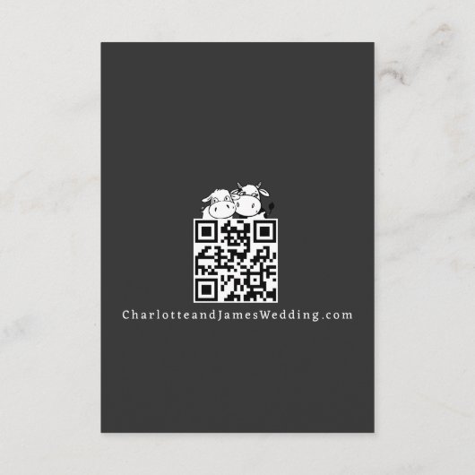 We zullen zeggen ik moo Koe bruiloft QR code Informatiekaartje (Achterkant)