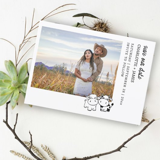 We zullen zeggen ik moo land Koe thema Save The Date