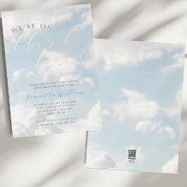 We zweven op wolk negen Baby Shower met blauwe wol Folie Uitnodiging