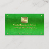Wealth Advisor, Gold-naamplaat, groen lederen uite Visitekaartje (Voorkant)
