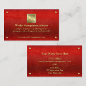 Wealth Advisor, Gold-naamplaat, rood lederen uiter Visitekaartje (Voorkant / Achterkant)
