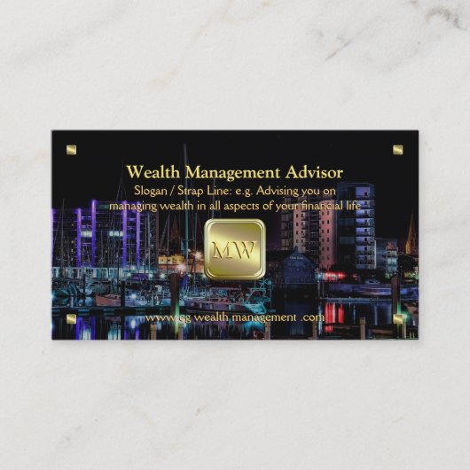 Wealth Advisor, Gold nameplate, Yachting Marina Visitekaartje (Voorkant)