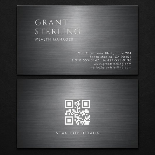Wealth Manager Metallic QR Code Visitekaartje