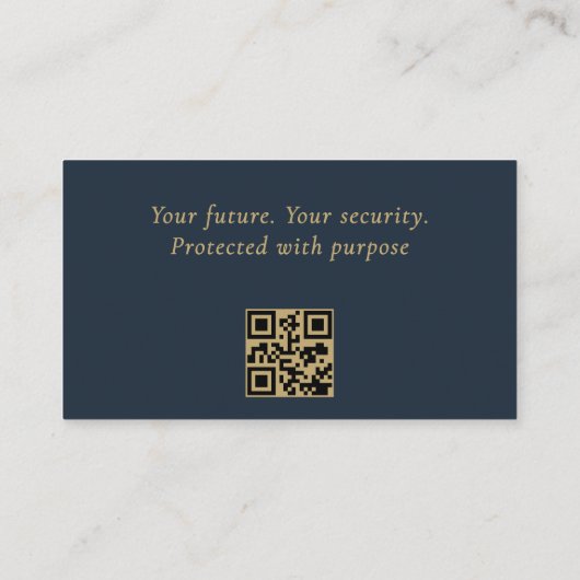 Wealth Manager Minimalist Navy Blue Gold QR-code Visitekaartje (Achterkant)