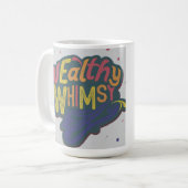 Wealth Whimsy multi color letter ontwerp Koffiemok (Voorkant links)