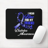 Wear Blue For My Friend T1d Diabetes Awareness Blu Muismat (Met muis)