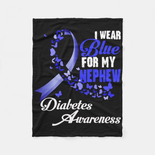 Wear Blue For My Nephew T1d Diabetes Awareness Blu Fleece Deken (Voorkant)