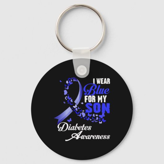 Wear Blue For My Son T1d Diabetes Awareness Blue R Sleutelhanger (Voorkant)