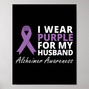Wear Purple For My Husband Ribbon Family Love Poster