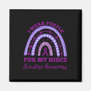 Wear Purple For My Niece Overdose Awareness Rainbo Magneet