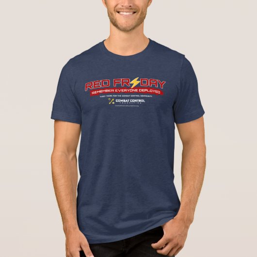 Wear Red. Honor the Deployed. Bolt Edition. Tri-Blend Shirt (Voorkant)