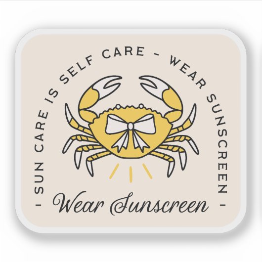 Wear sunscreen apply spf reminder beach aesthetic sticker (Voorkant)