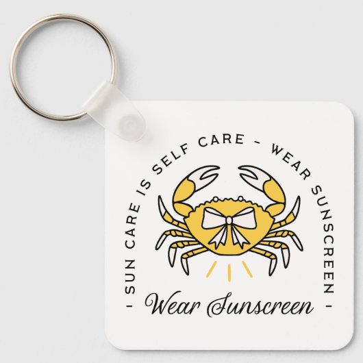 Wear sunscreen apply spf sun protection reminder sleutelhanger (Voorkant)