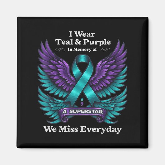 Wear Teal &amp; Purple In Memory Of A Loved One Aw Magneet (Voorkant)