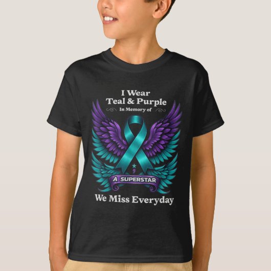 Wear Teal &amp; Purple In Memory Of A Loved One Aw T-shirt (Voorkant)