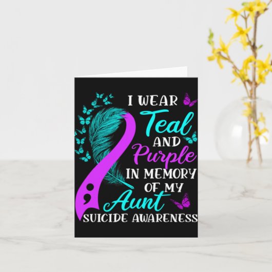 Wear Teal And Purple In Memory Of My Aunt Suicide  Kaart (Gele Bloem)