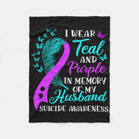Wear Teal Purple In Memory Of My Husnd Suicide Awa Fleece Deken (Voorkant)