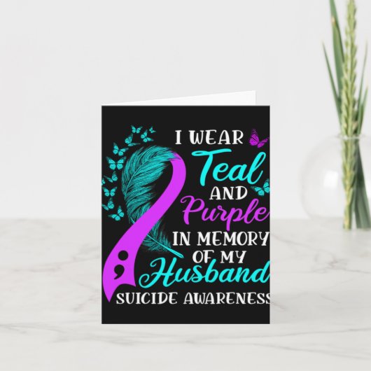 Wear Teal Purple In Memory Of My Husnd Suicide Awa Kaart (Voorkant)
