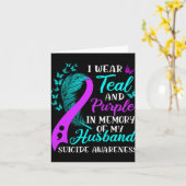 Wear Teal Purple In Memory Of My Husnd Suicide Awa Kaart (Gele Bloem)