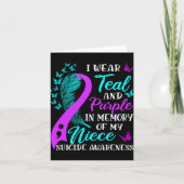 Wear Teal Purple In Memory Of My Niece Suicide Awa Kaart (Voorkant)