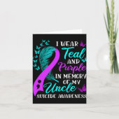Wear Teal Purple In Memory Of My Uncle Suicide Awa Kaart (Voorkant)