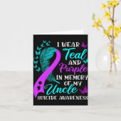 Wear Teal Purple In Memory Of My Uncle Suicide Awa Kaart (Gele Bloem)