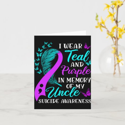 Wear Teal Purple In Memory Of My Uncle Suicide Awa Kaart (Gele Bloem)