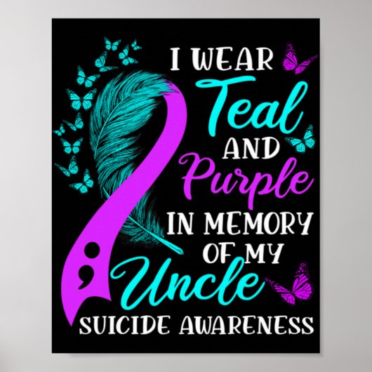 Wear Teal Purple In Memory Of My Uncle Suicide Awa Poster (Voorkant)